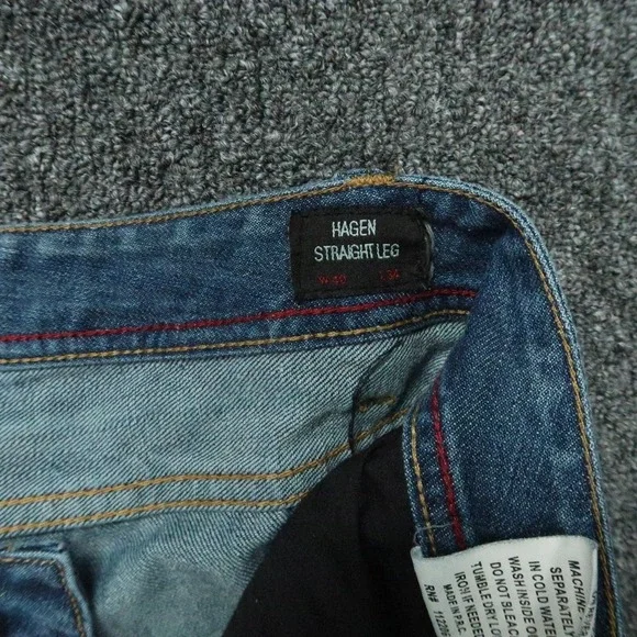 Cult Of Individuality Jeans Mens 38x34 Blue Hagen Straight Leg Distressed‎ Denim